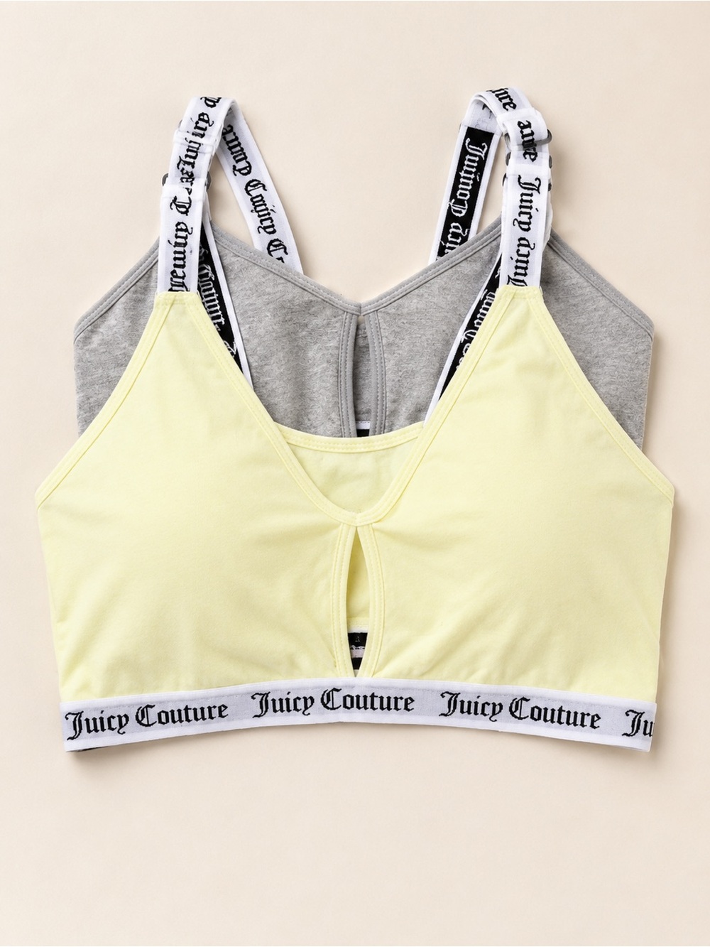 Juicy Couture Yellow & Gray Logo Elastic Bralette Duo